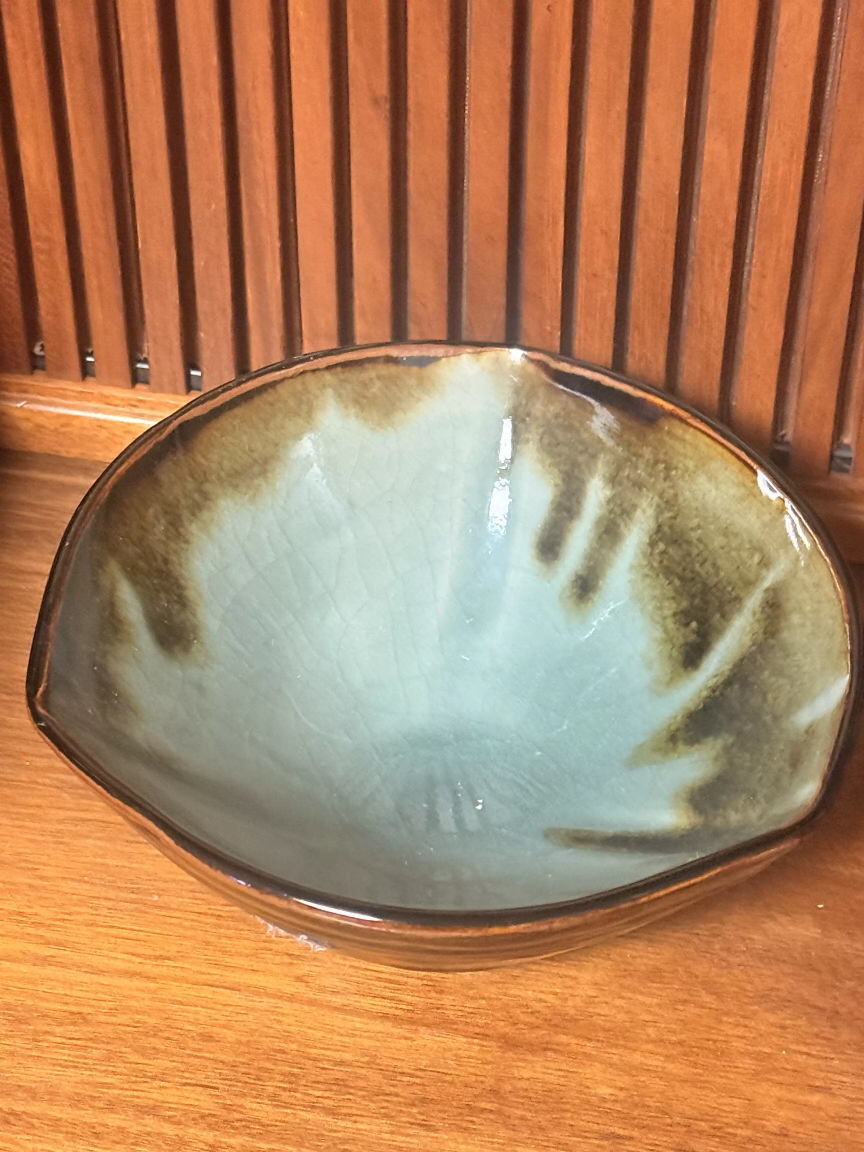 plant/Signed Drp Glaze Pottery Bowl-0