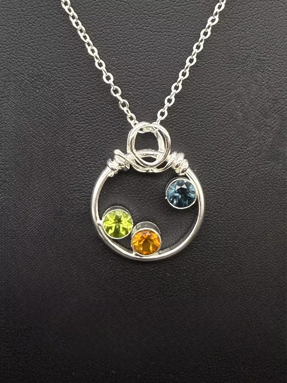 plant/London Blue Topaz, Madeira Citrine, and Peridot Sterling Silver Pendant Necklace-0