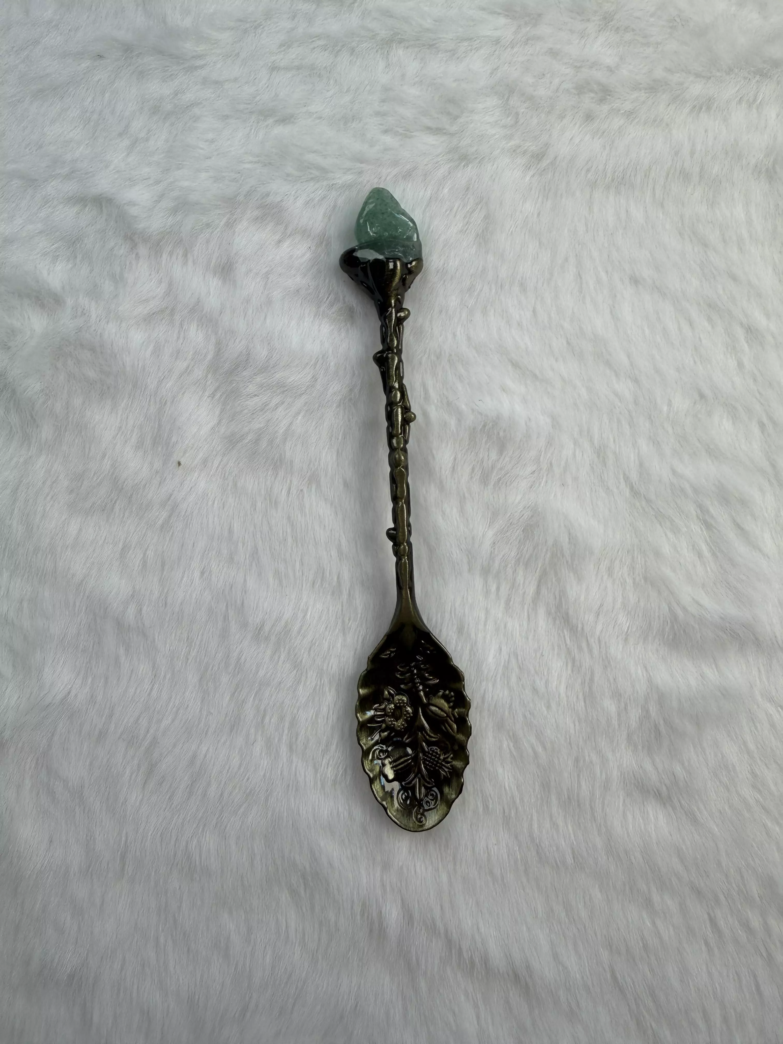 plant/Natural Crystal Spoon with Copper Handle -QT2510A30-0