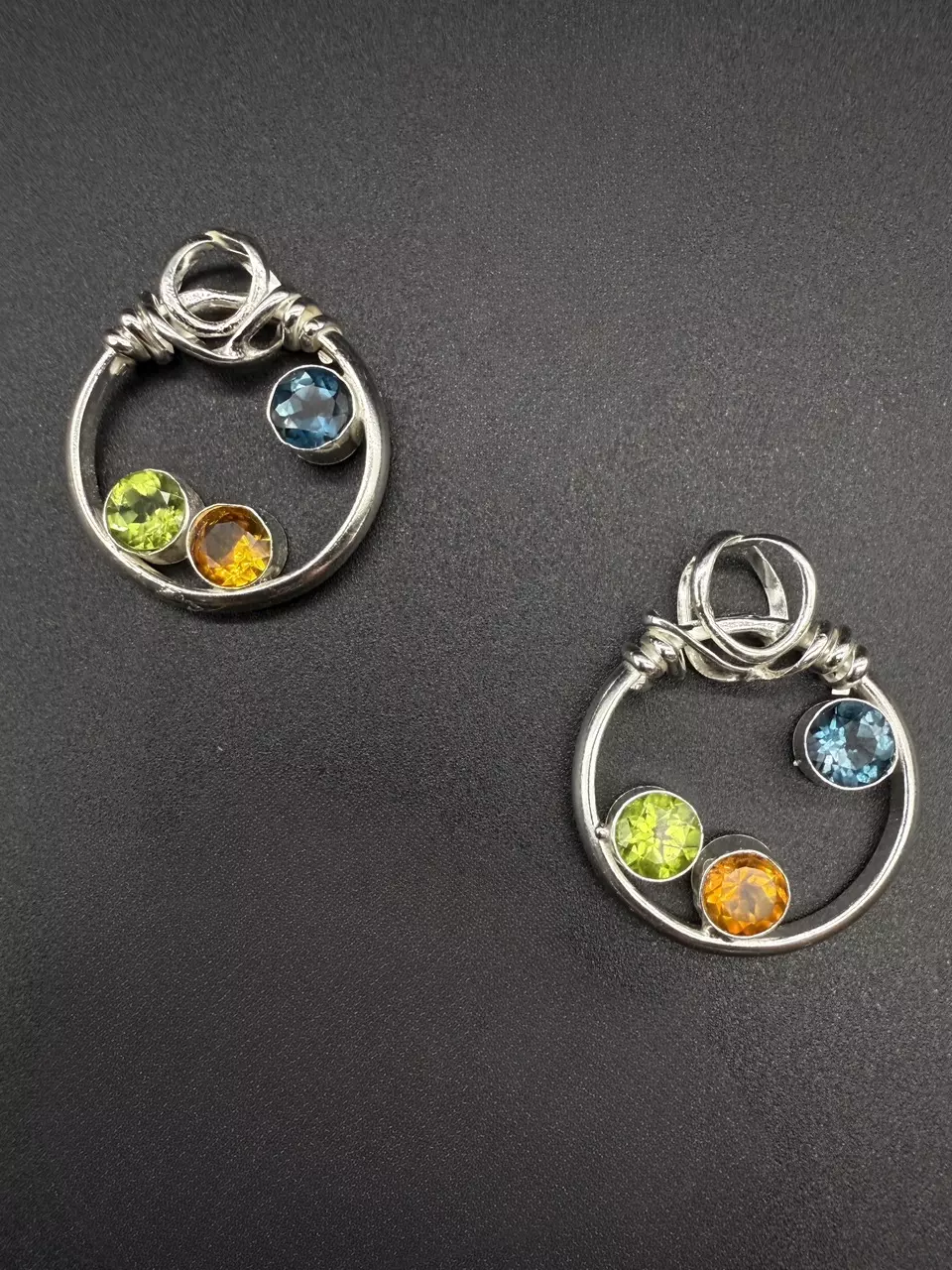 plant/London Blue Topaz, Madeira Citrine, and Peridot Sterling Silver Pendant Necklace-1