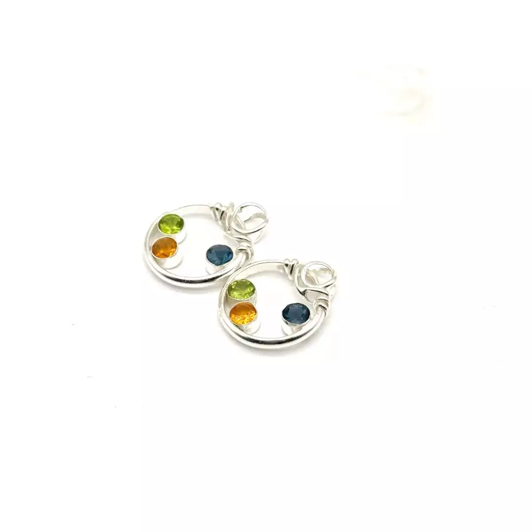 plant/London Blue Topaz, Madeira Citrine, and Peridot Sterling Silver Pendant Necklace-3