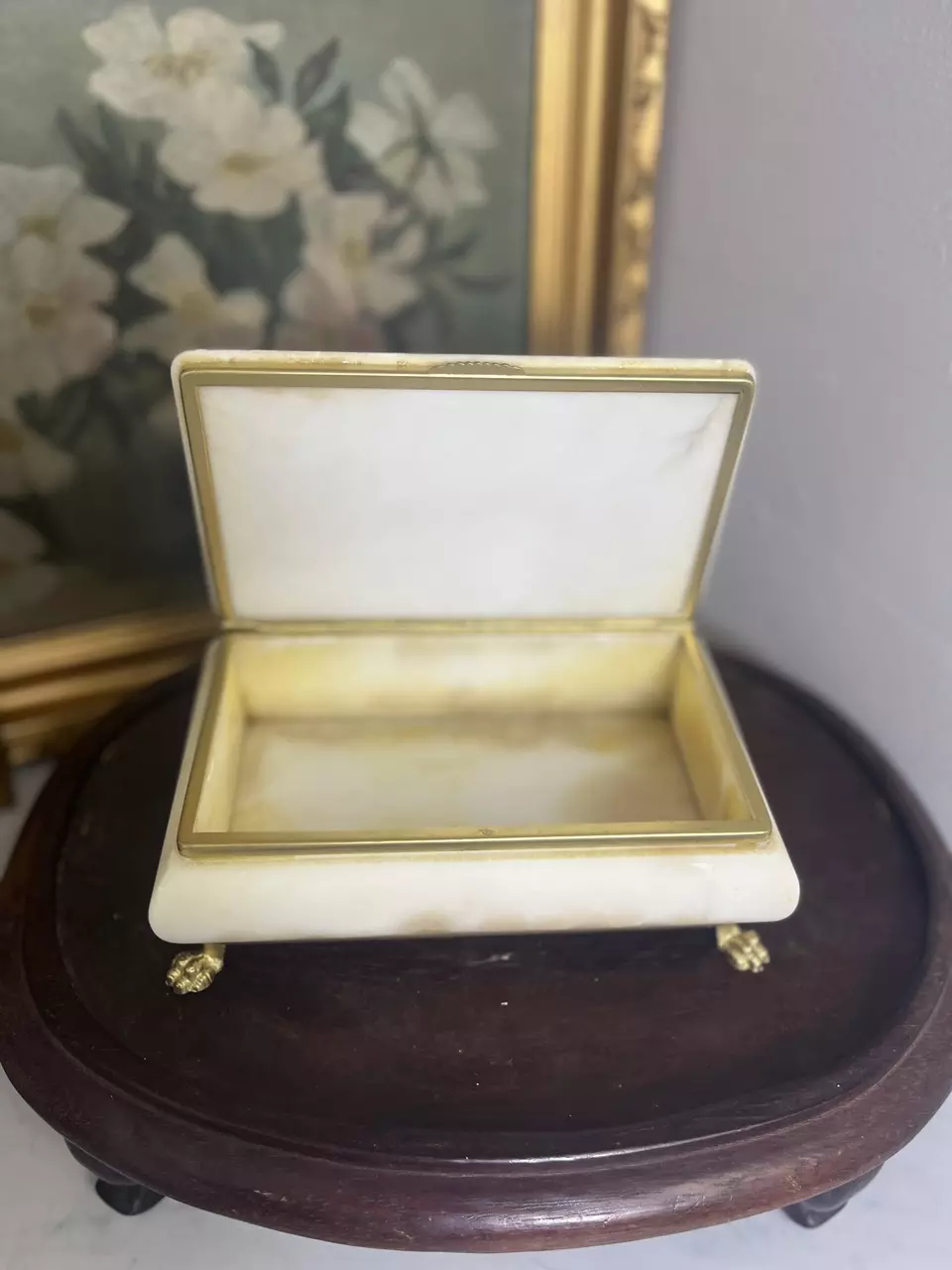 plant/1960’s Vintage Alabaster Box-1
