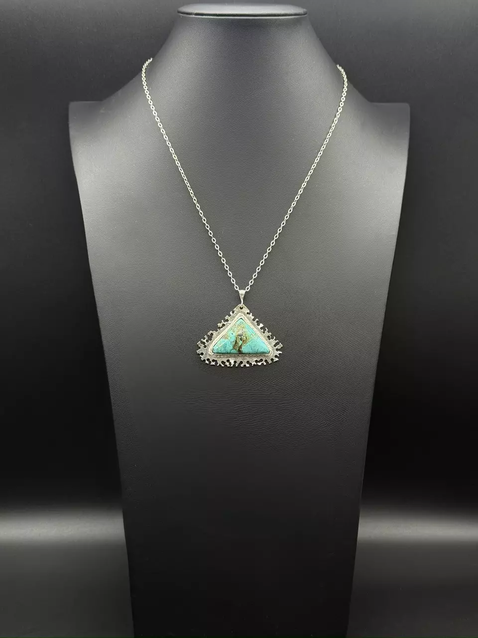 plant/Bisbee Turquoise Sterling Silver Pendant Necklace: Modern Baroque Handmade Jewel-1