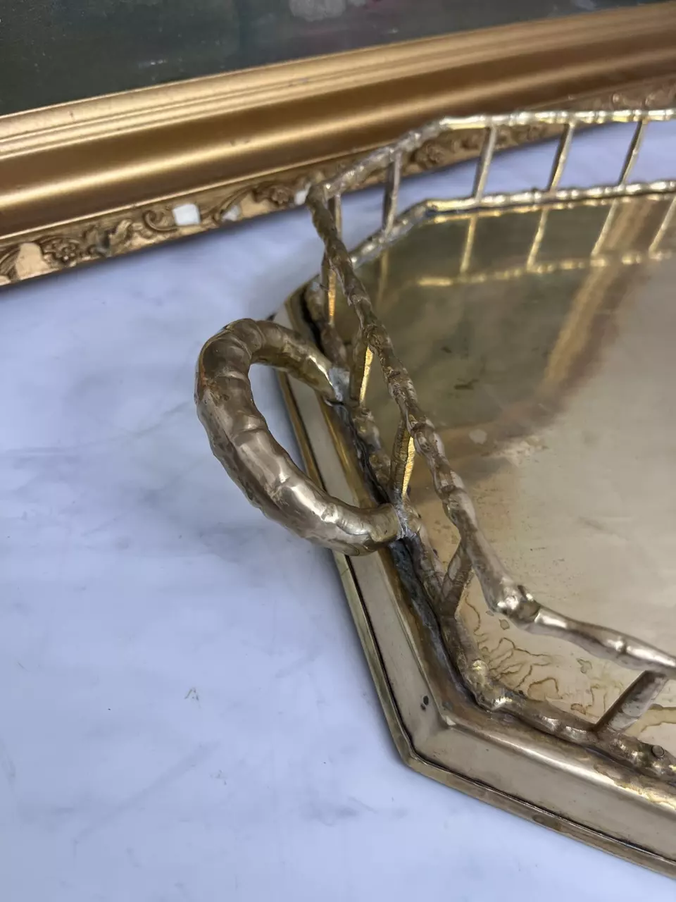 plant/Vintage Brass Bamboo Tray-1