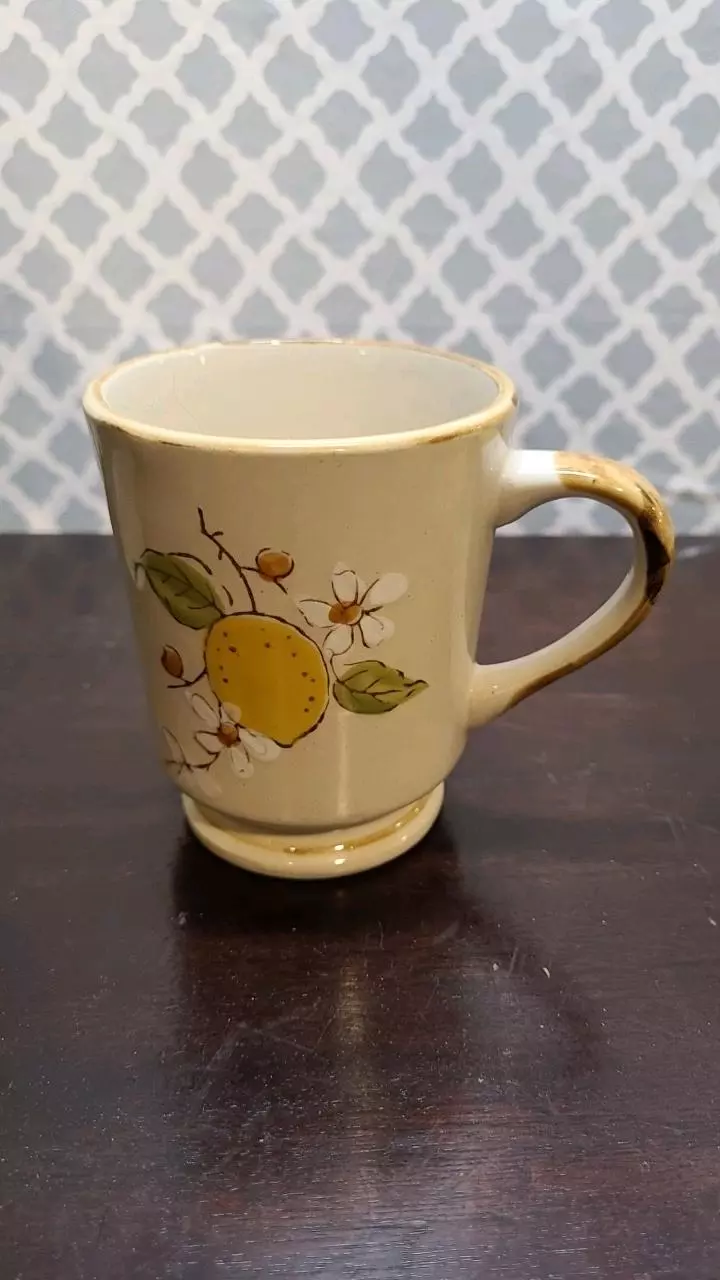 plant/Stoneware Lemon Floral Mug 4" Tall-0