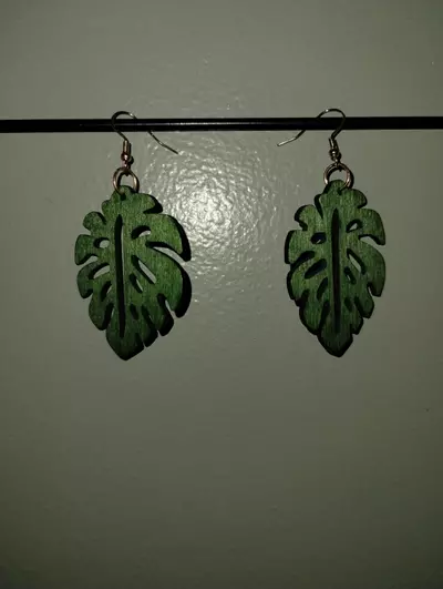plant/Wooden Bohemian earrings-3-thumbnail