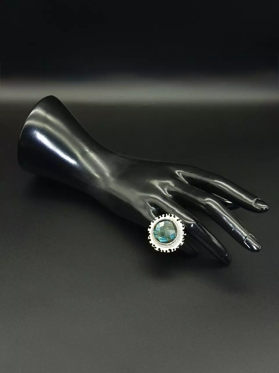 plant/Blue Labradorite Sterling Silver Ring: Modern Baroque Handmade Jewelry, Size 4.5-0