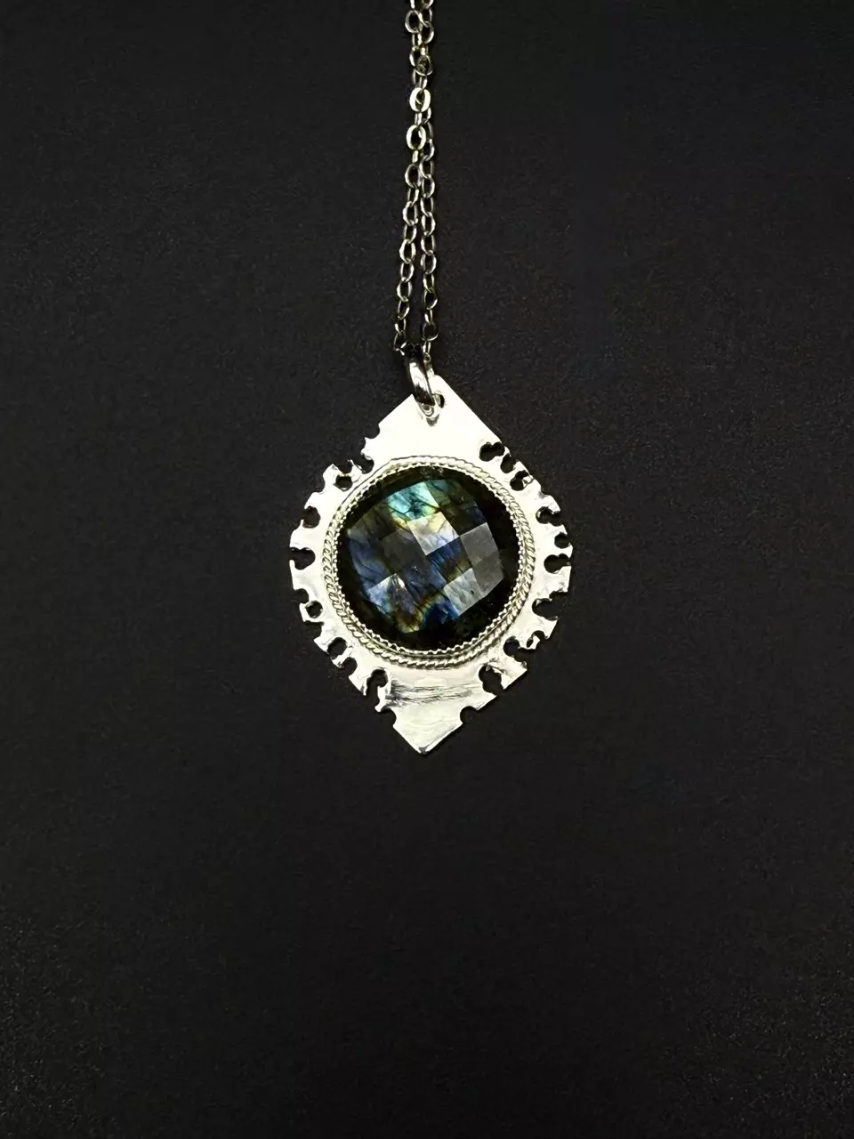 plant/Labradorite Sterling Silver Pendant Necklace: Modern Baroque Handmade Jewelry-1