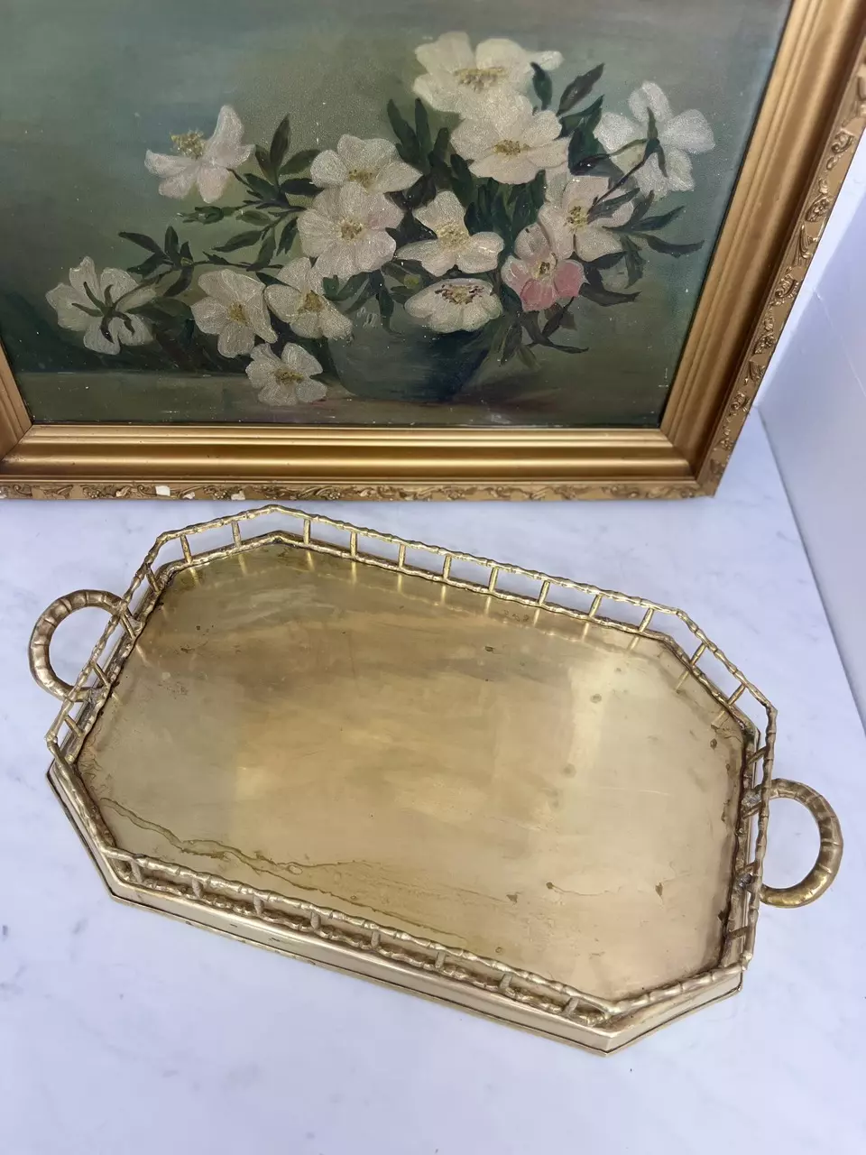 plant/Vintage Brass Bamboo Tray-0