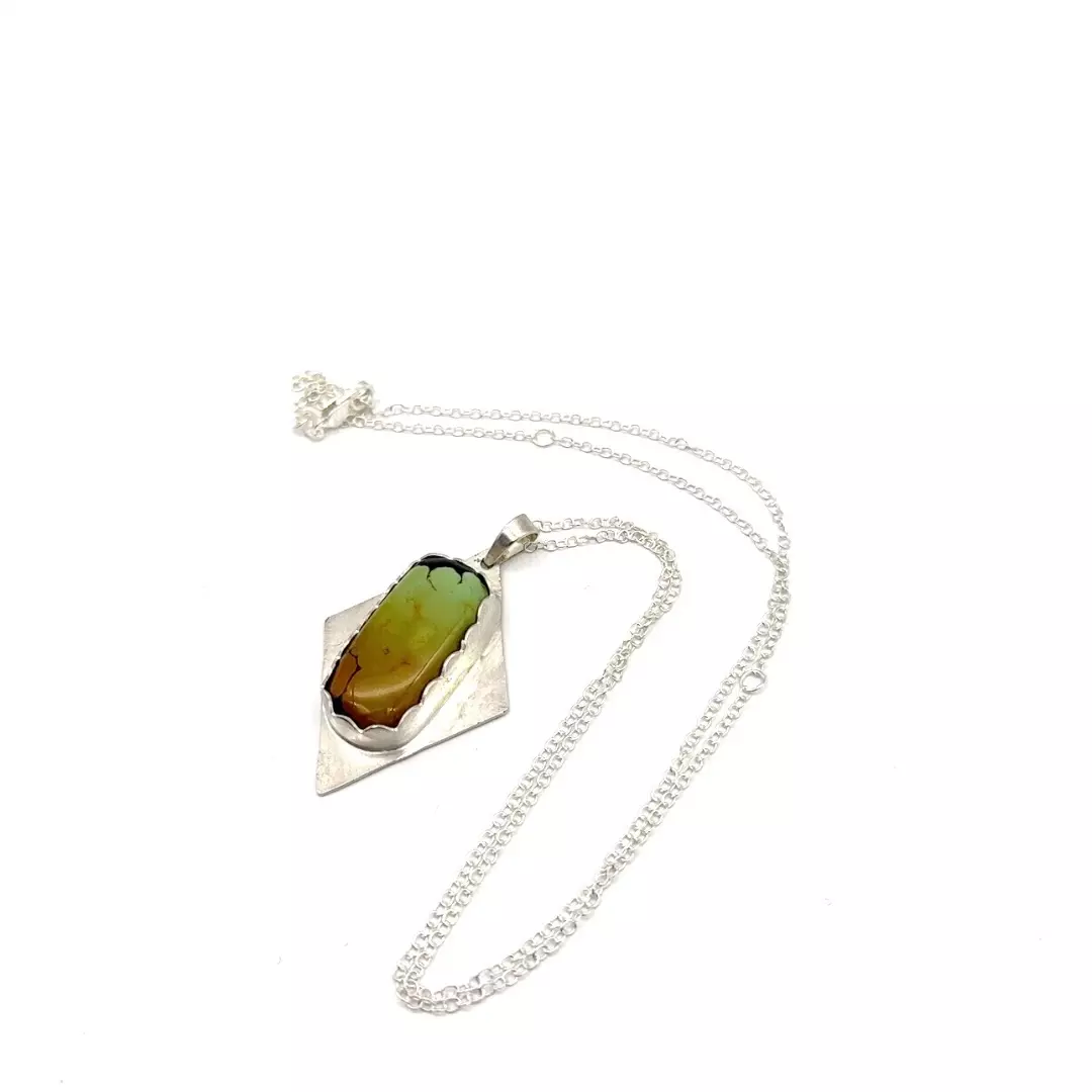 plant/13.6 Carat One of a Kind Natural Spiderweb Turquoise Pendant Necklace-6