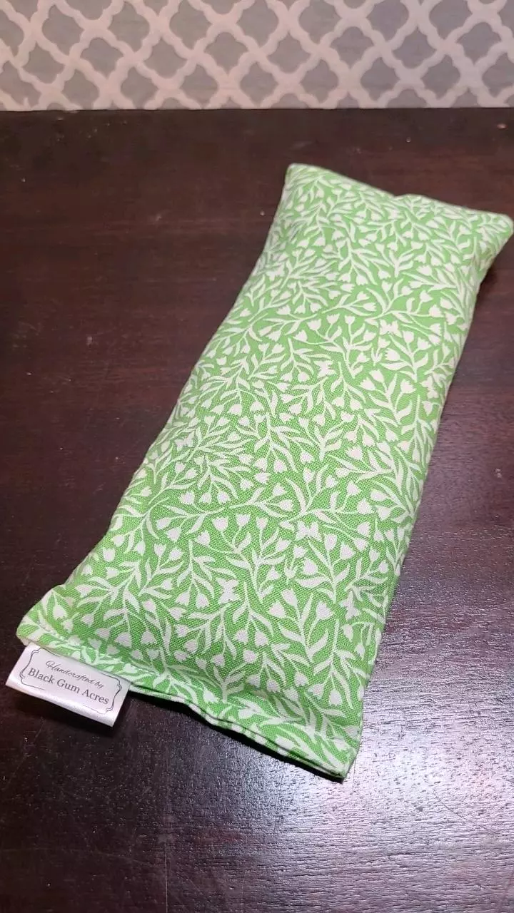 plant/Handmade Small Rice Hot/ Cold Comfort Pack 8"x3.5" (EXACT Item) Green Floral-0