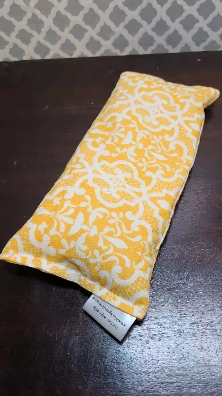 plant/Handmade Small Rice Hot/ Cold Comfort Pack 8"x3.5" (EXACT Item) Yellow and Cream-1