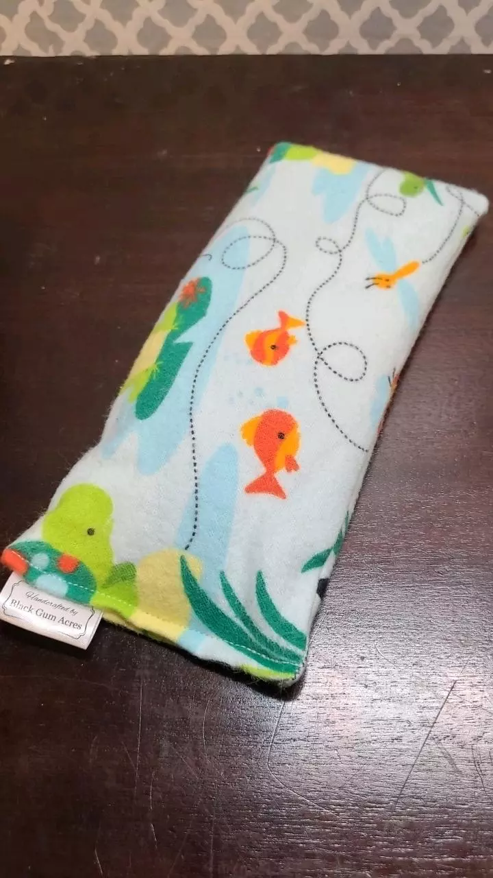 plant/Handmade Small Rice Hot/ Cold Comfort Pack 8"x3.5" (EXACT Item) Turtles and Fish-1