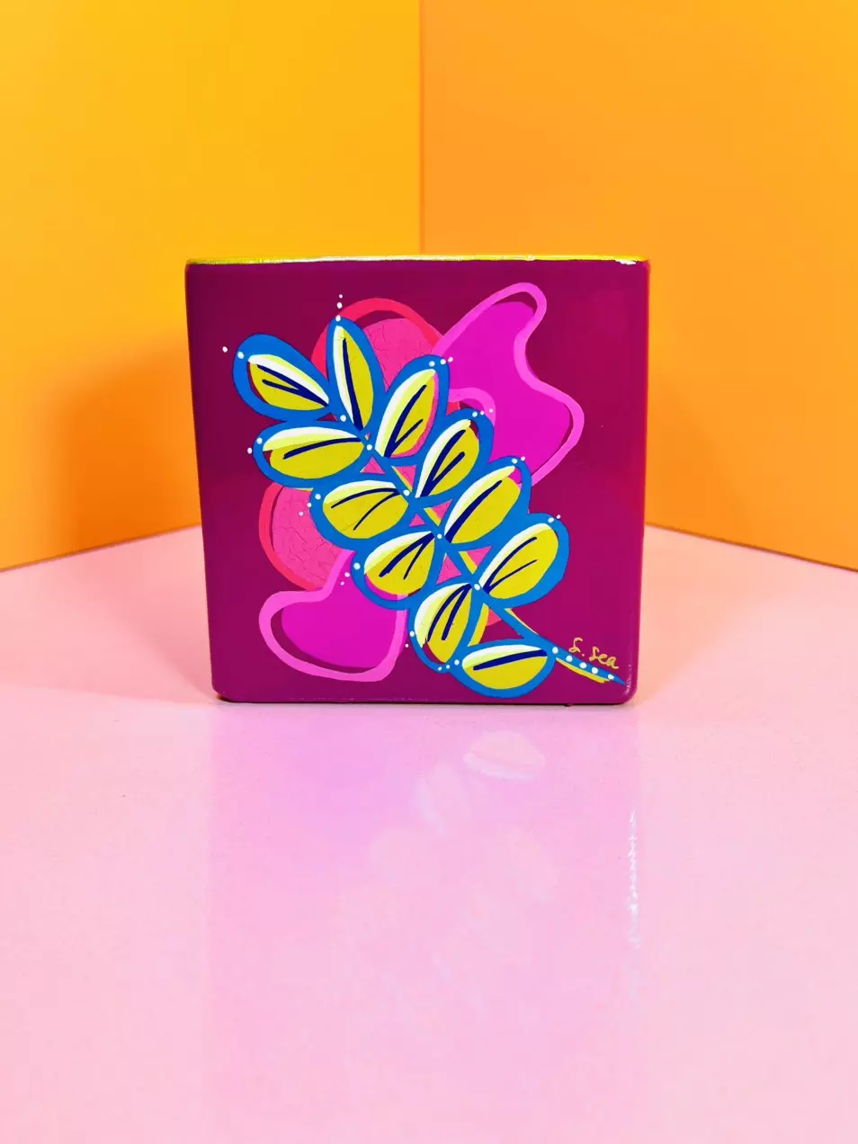 plant/Hand Painted Square Pot 4 in. | Berry Punch #BOJU100-0