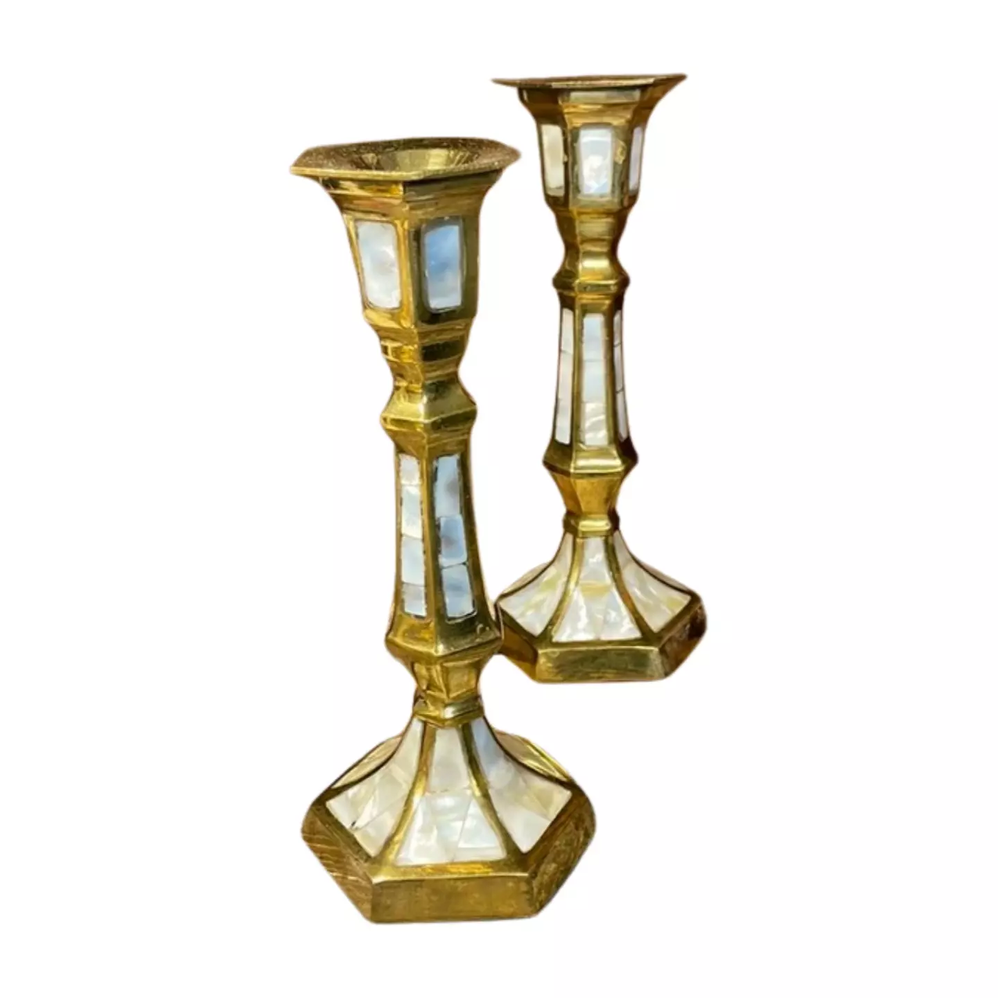 plant/pair of vintage brass and mother-of-pearl-0