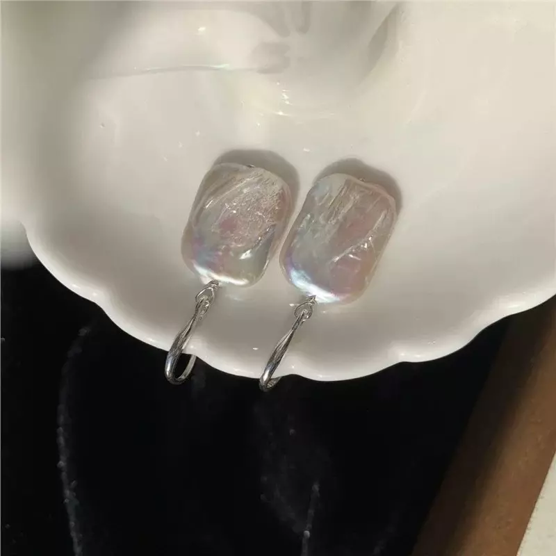 plant/S925 big square earrings accessories no pearls including-4