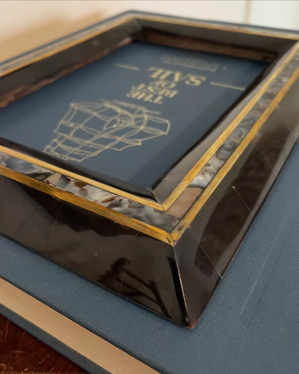 plant/Wood Frame with Brass and Abalone Shell Inlay-0