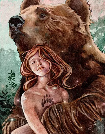 plant/"Choosing the Bear" 8x10 fantasy fairy tale watercolor art print-0-thumbnail