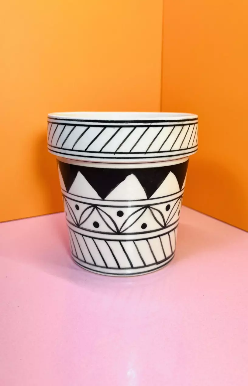 plant/Ceramic Pot 4.5 in. | White/Black-0