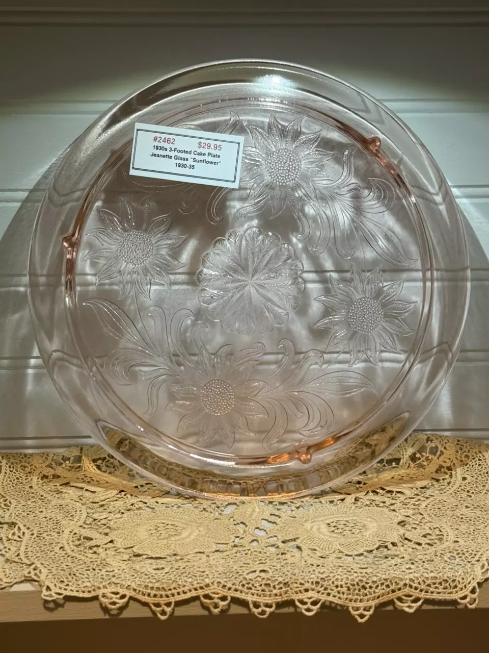 plant/3-footed cake plate made by Jeanette Glass  "Sunflower"-0