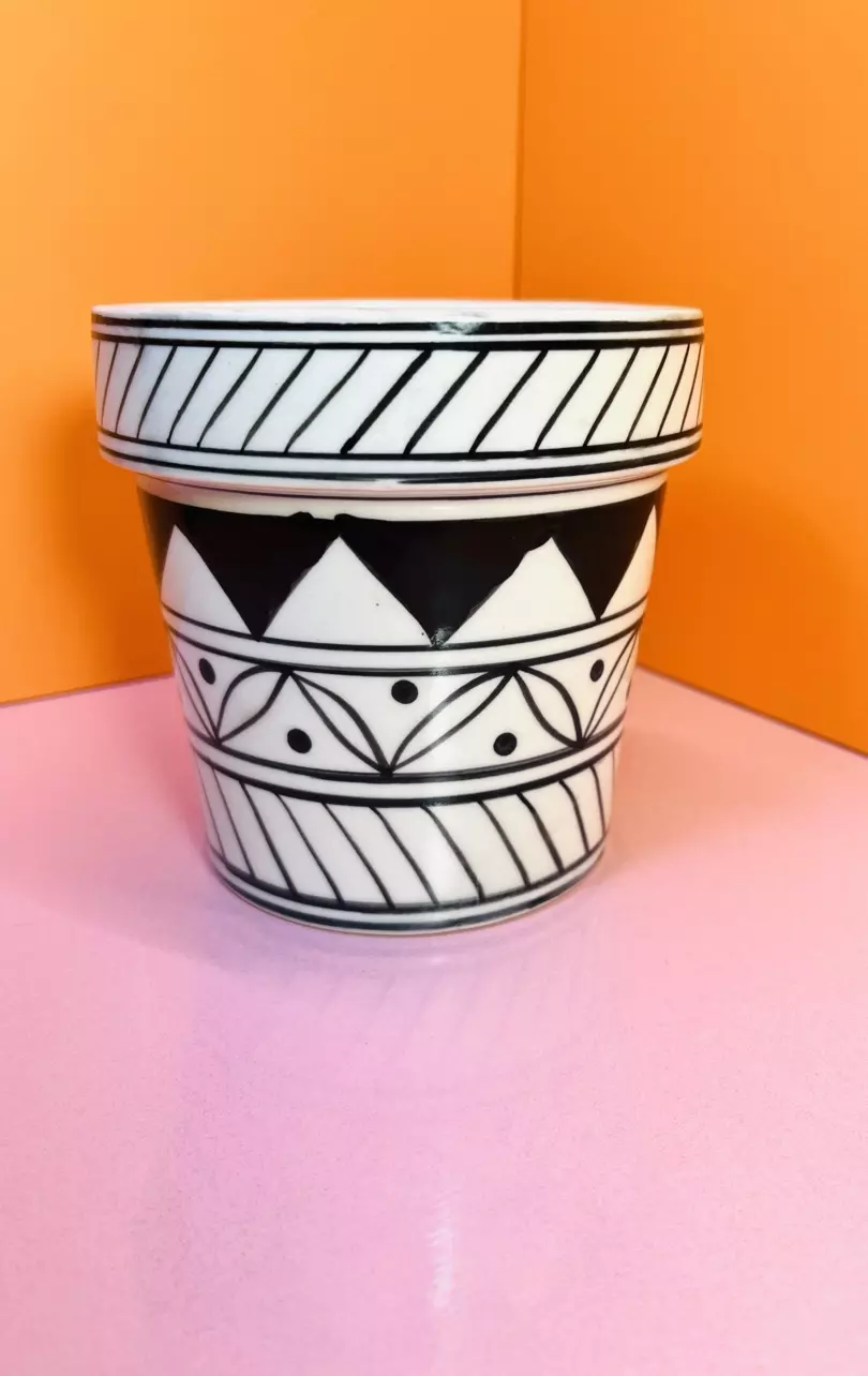 plant/Ceramic Pot 4.5 in. | White/Black-1