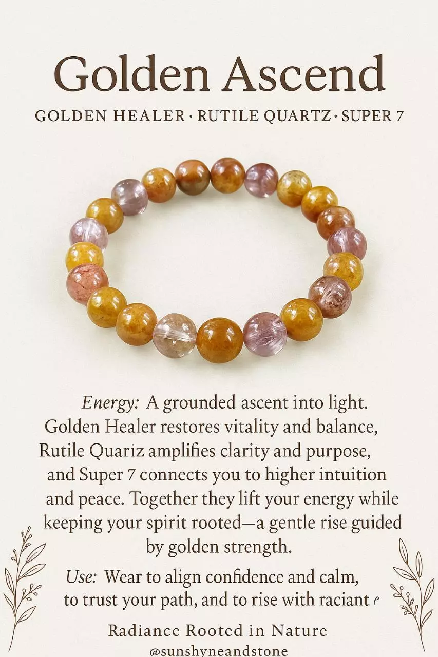 plant/Golden Ascend Crystal Bracelet 7.5"-2