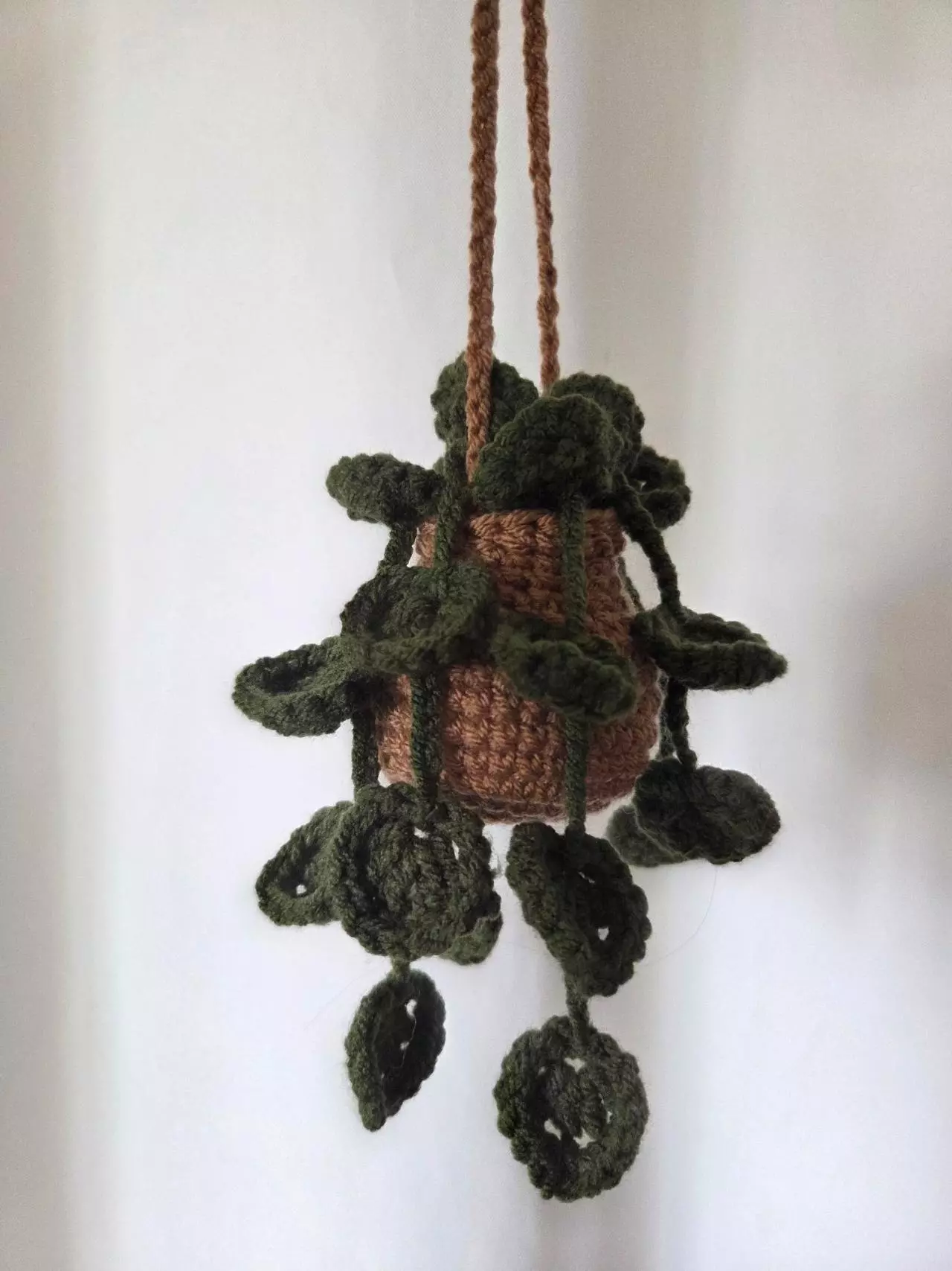 plant/Made to Order - Small hanging plant tan basket for Car Reerview Mirror or Decor-0
