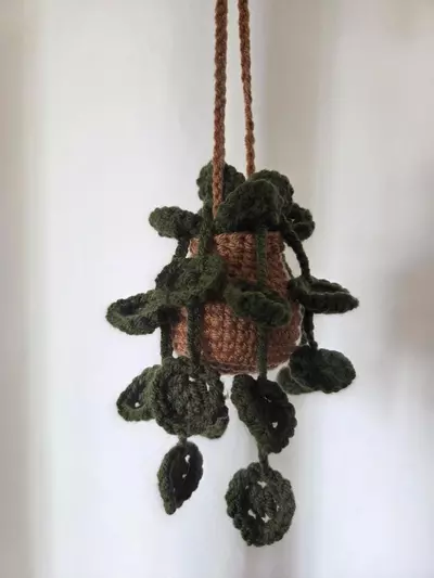 plant/Made to Order - Small hanging plant tan basket for Car Reerview Mirror or Decor-0-thumbnail