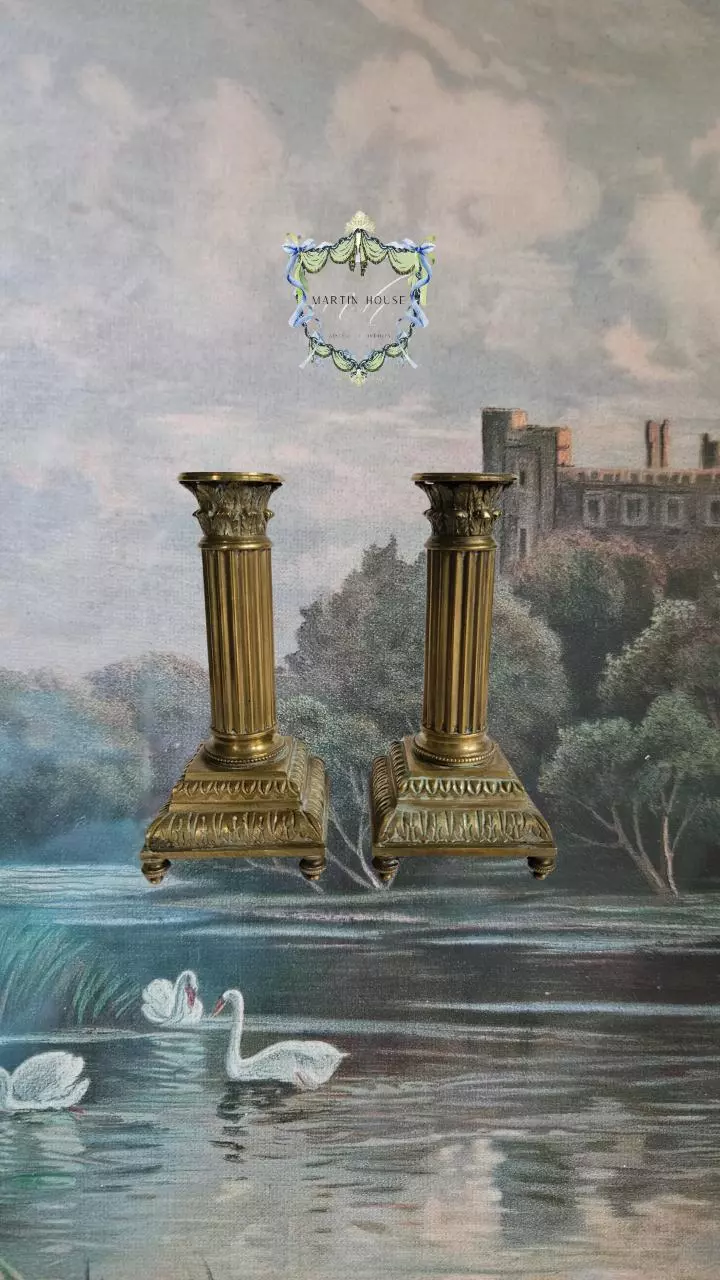 plant/French Bronze Corinthian Candlesticks-0