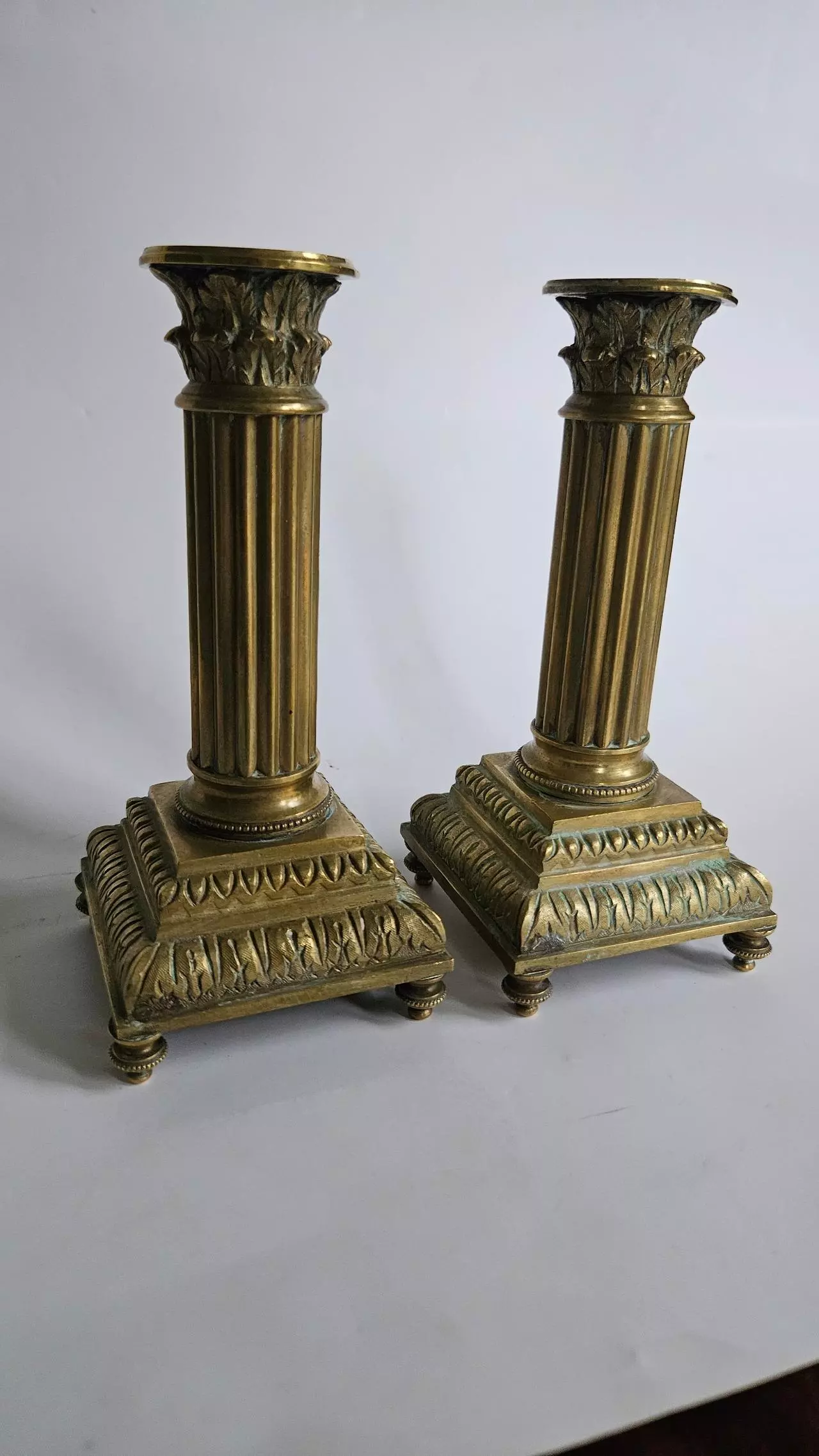 plant/French Bronze Corinthian Candlesticks-3