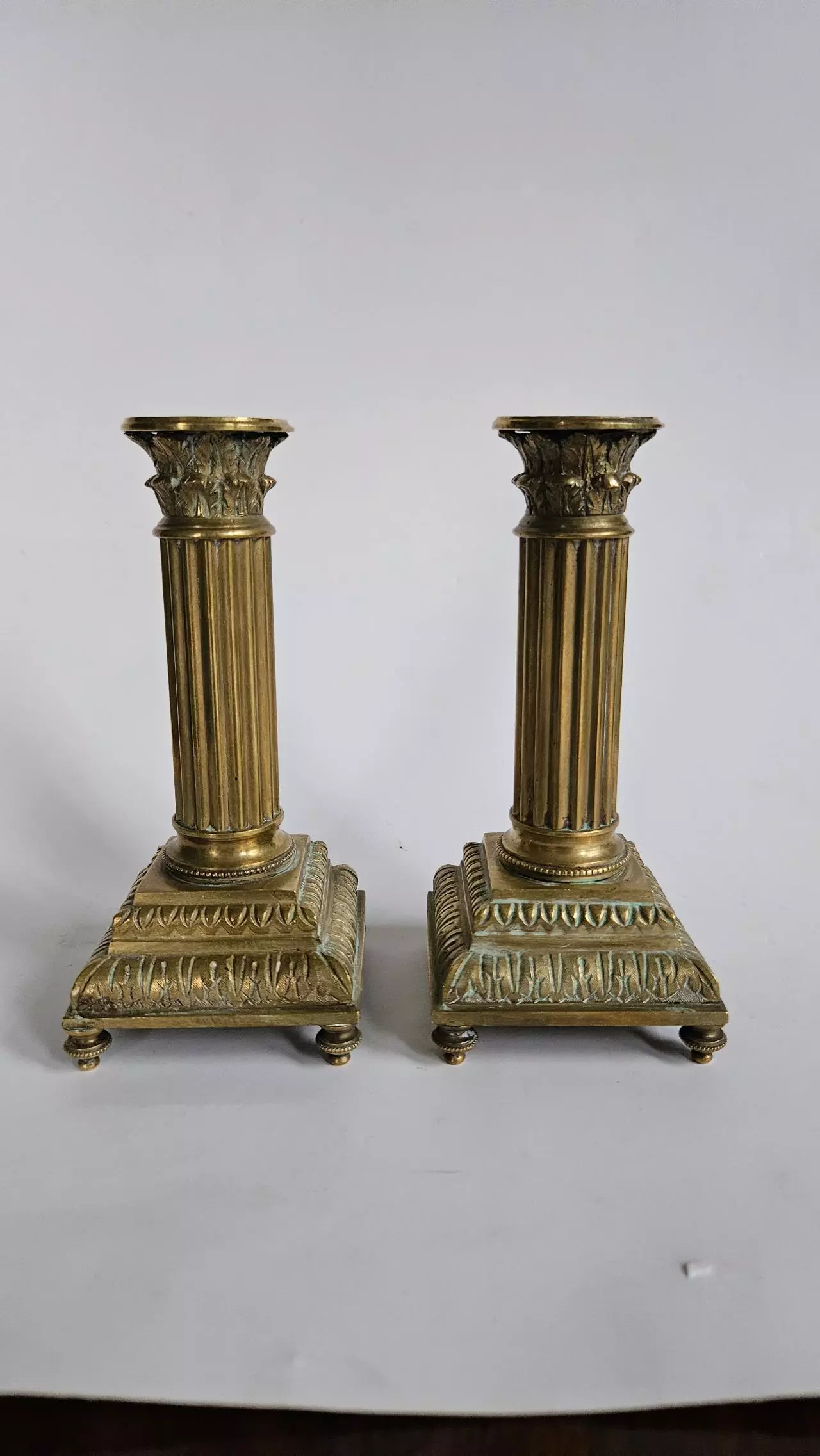 plant/French Bronze Corinthian Candlesticks-1