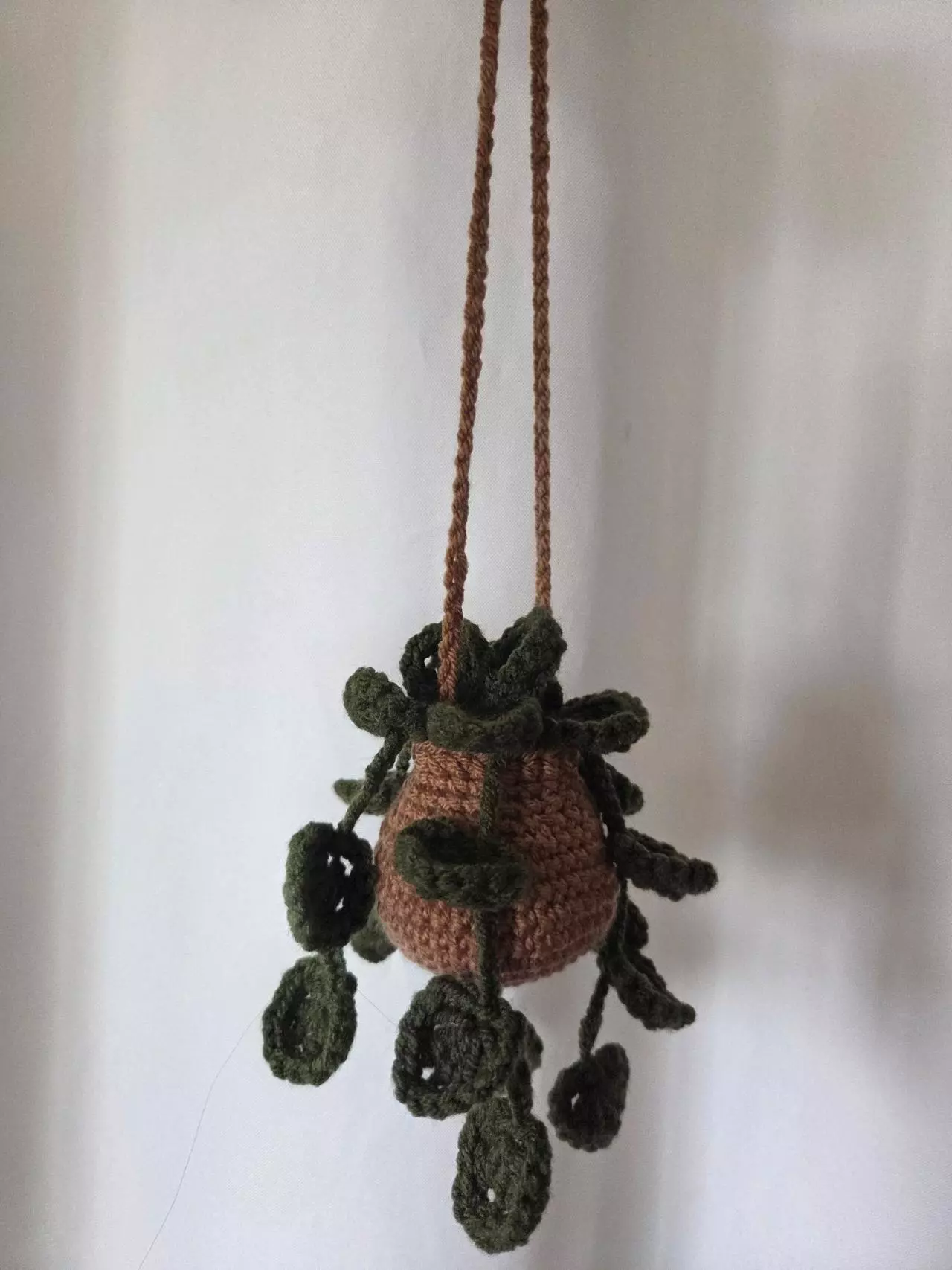 plant/Made to Order - Small hanging plant tan basket for Car Reerview Mirror or Decor-1