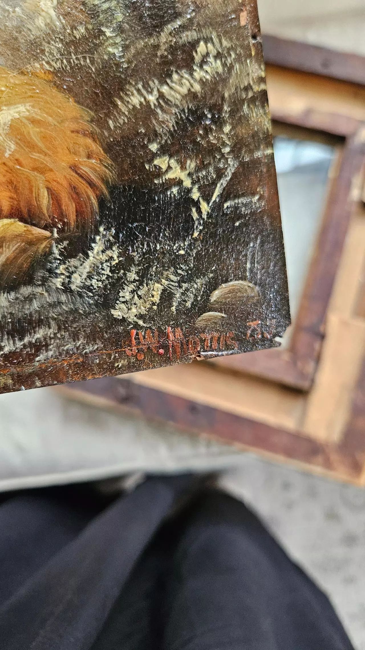 plant/Signed J W Morris Sheep Oil Painting-1