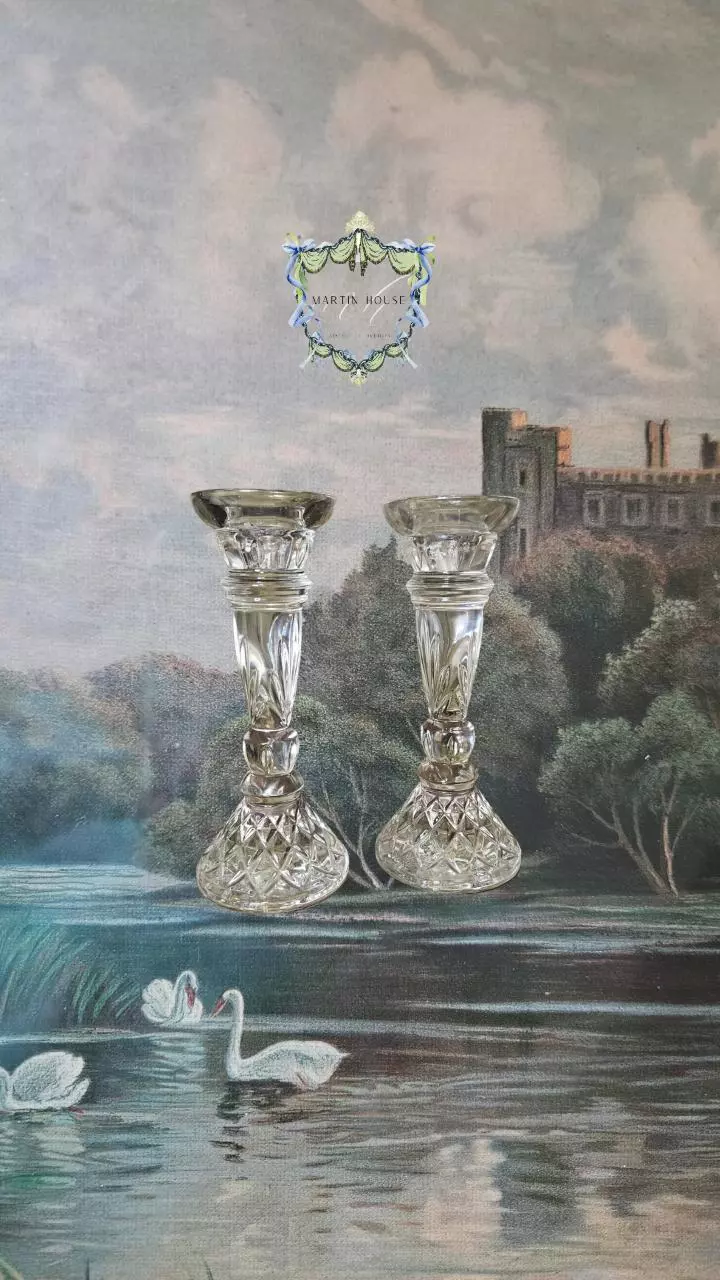 plant/Vintage Leaded Crystal Candlesticks-0