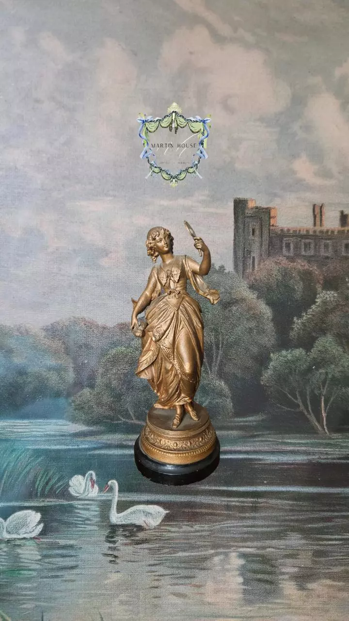 plant/Antique Gilt Spelter Statue-0