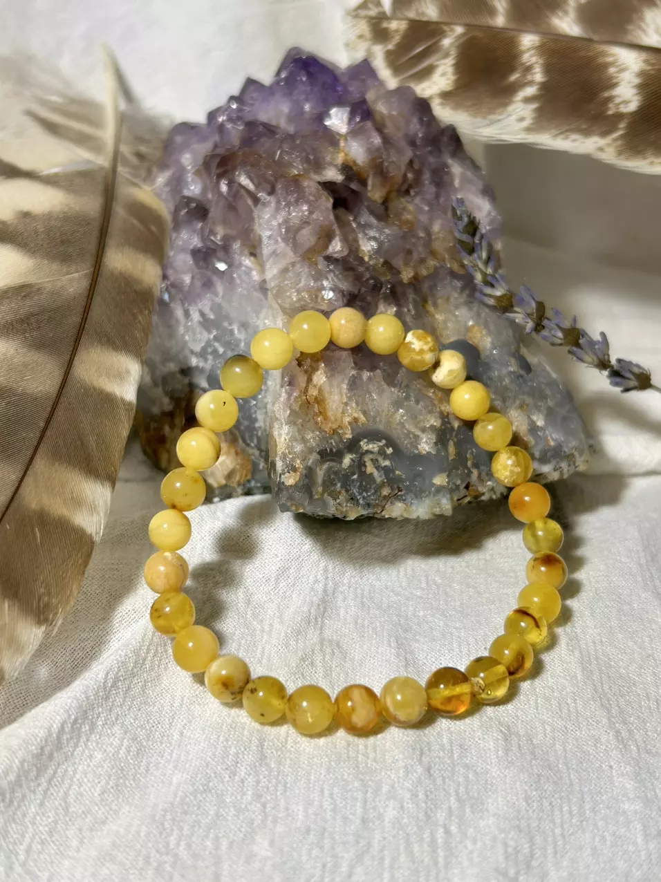 plant/Amber Stretch Bracelet - large wrist-0