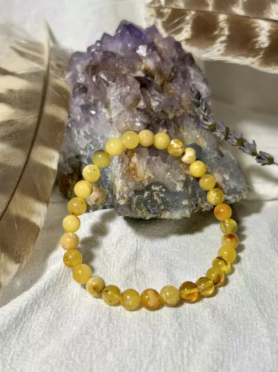 plant/Amber Stretch Bracelet - large wrist-0-thumbnail