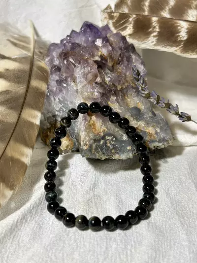 plant/Blue Tiger’s Eye Stretch Bracelet - large wrist-0-thumbnail