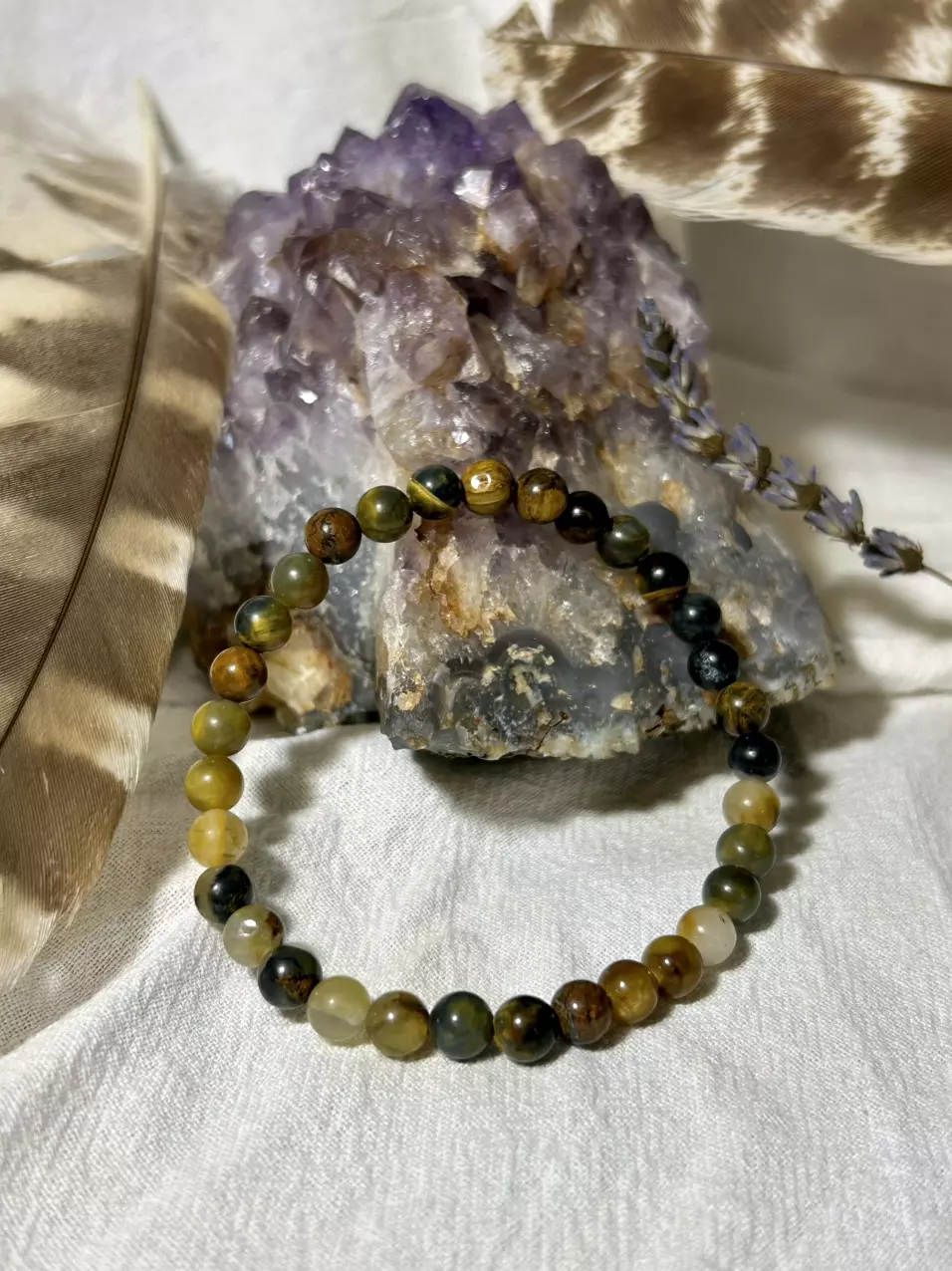 plant/Pietersite Stretch Bracelet - large wrist-0