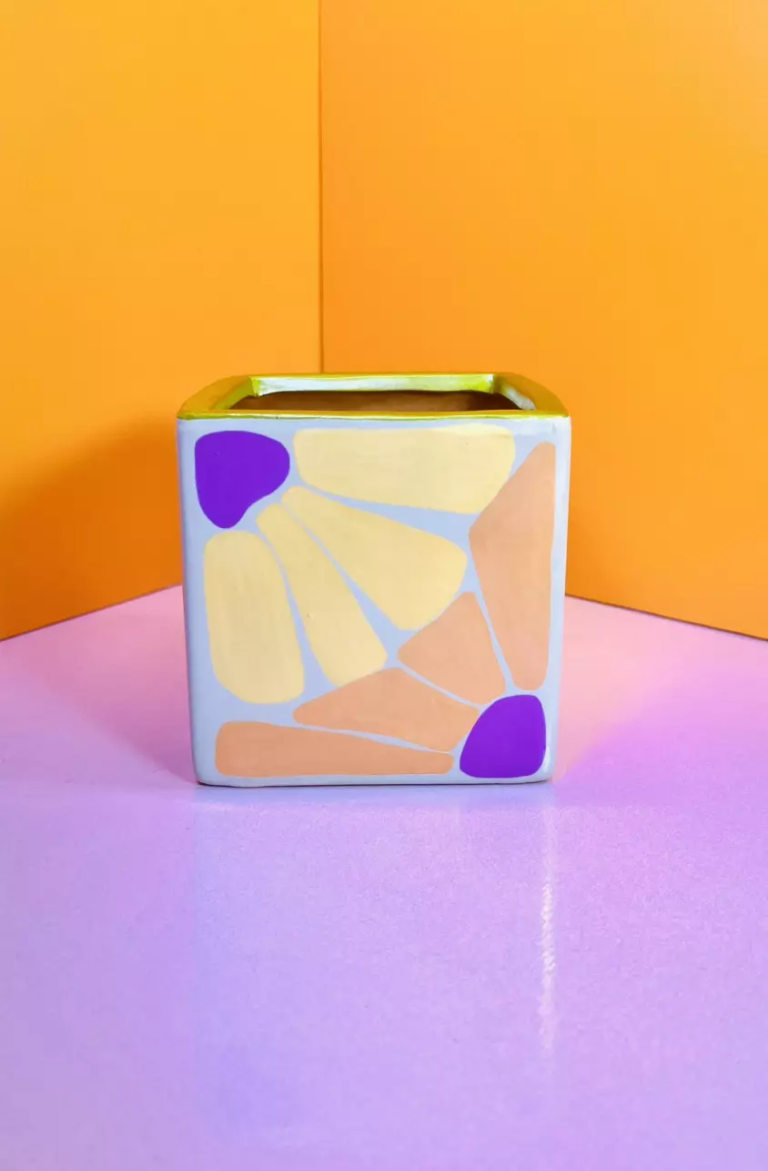 plant/Hand Painted Square Pot 4 in. | Blush Pink #TRIP15-1