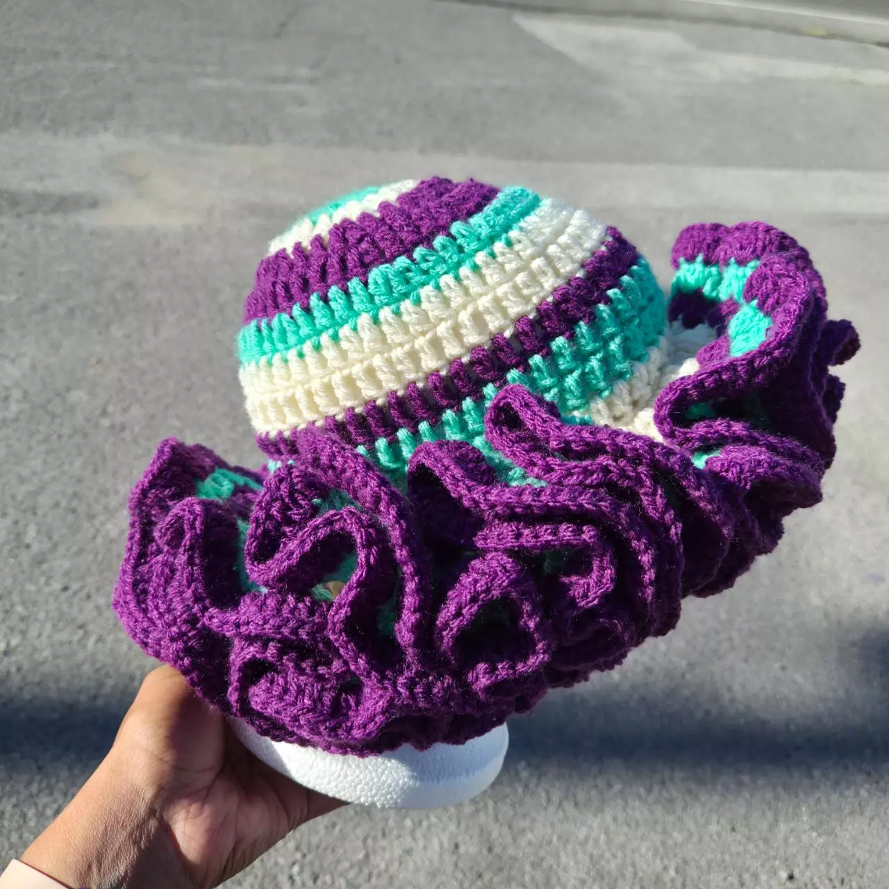 plant/Teal & Purple Blo$$om Crochet Ruffled Hat - Slay’d Studio-1