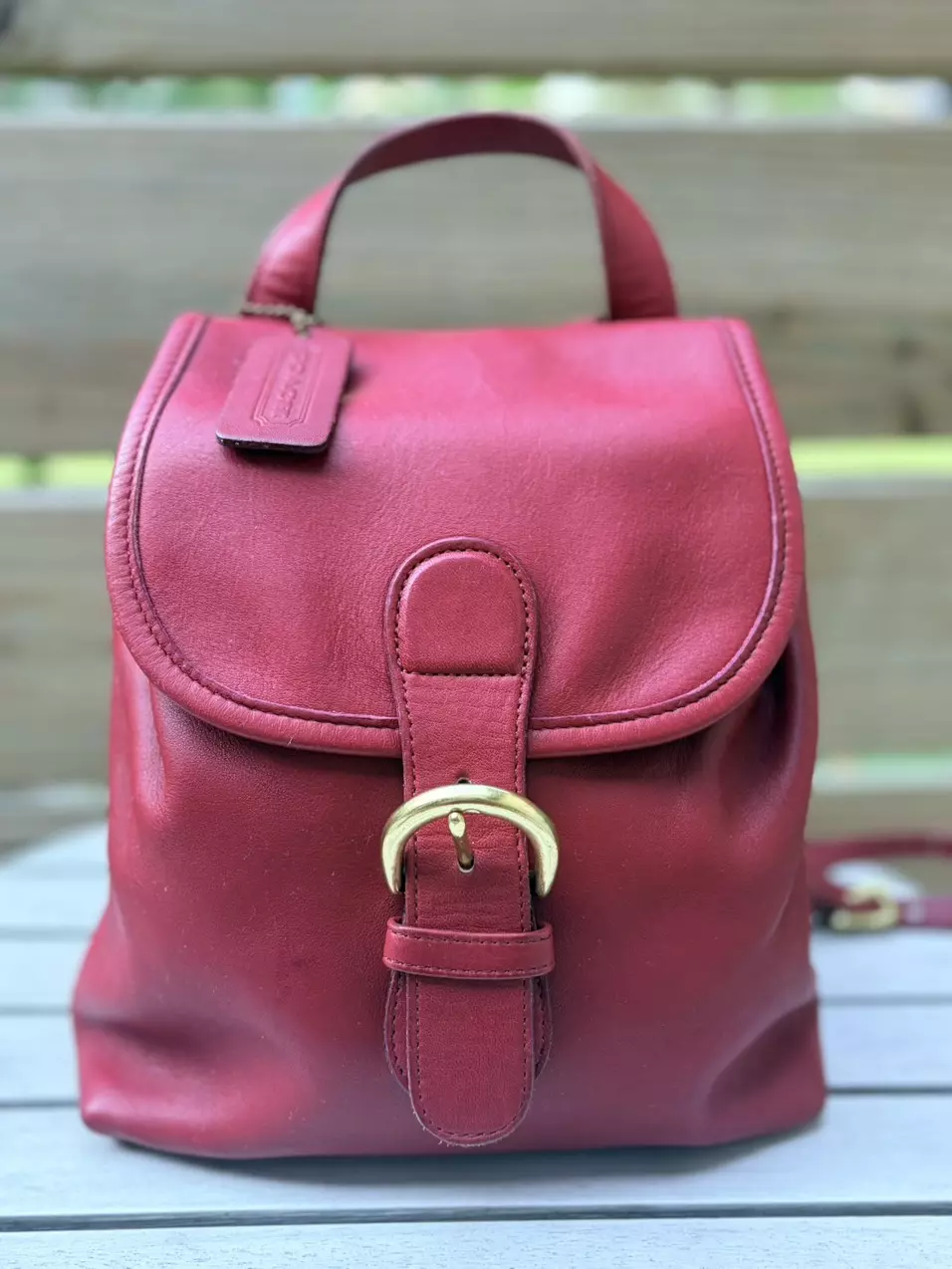 plant/604. Vintage Coach Bantom bag in red #4152-0