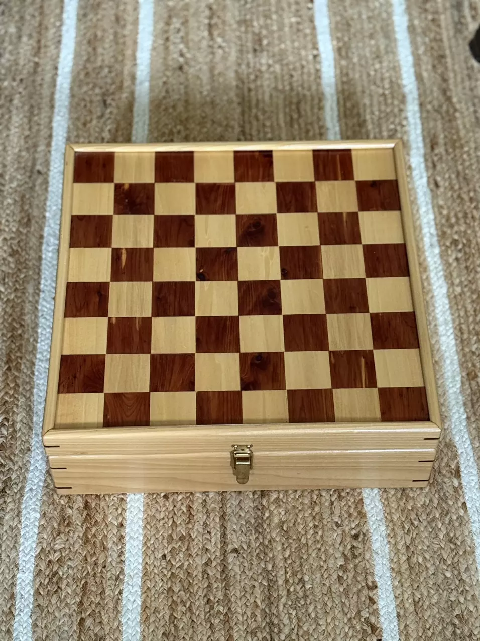 plant/Handmade Wood Chess & Checkers Set with Storage Box-0
