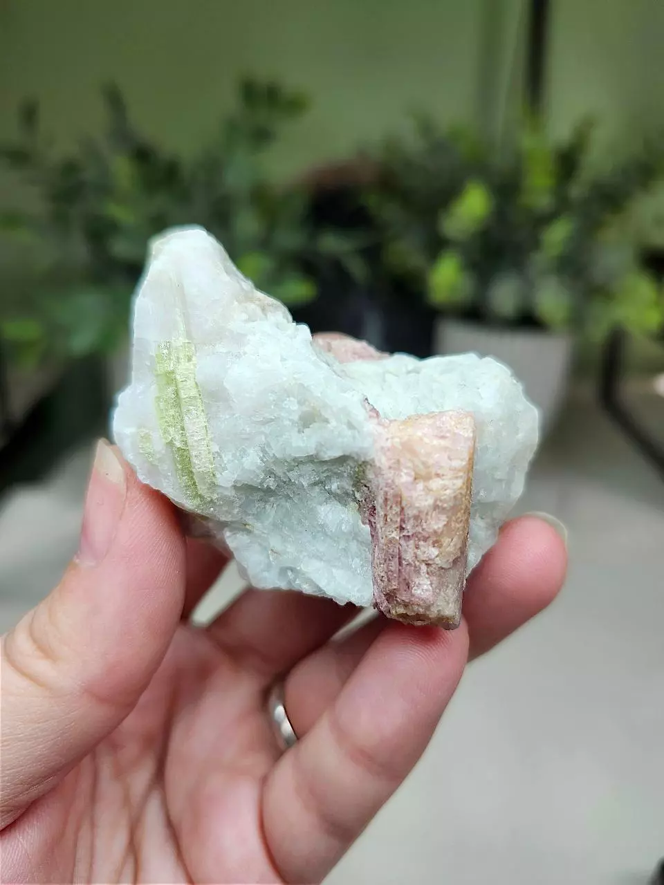plant/Raw Pink and Green Tourlamine in Milky Quartz matrix (1)-1
