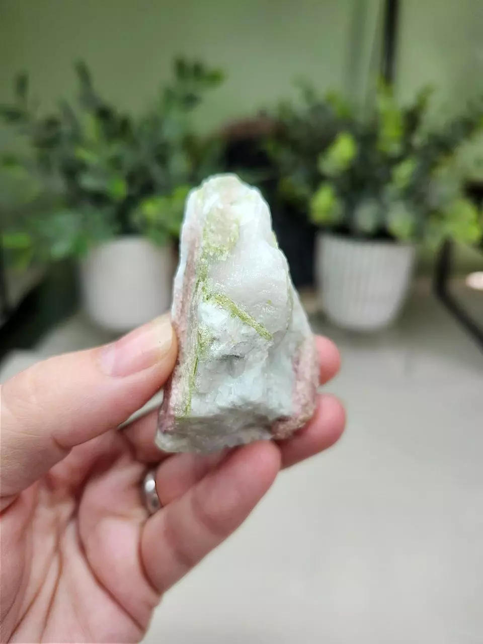 plant/Raw Pink and Green Tourlamine in Milky Quartz matrix (1)-2