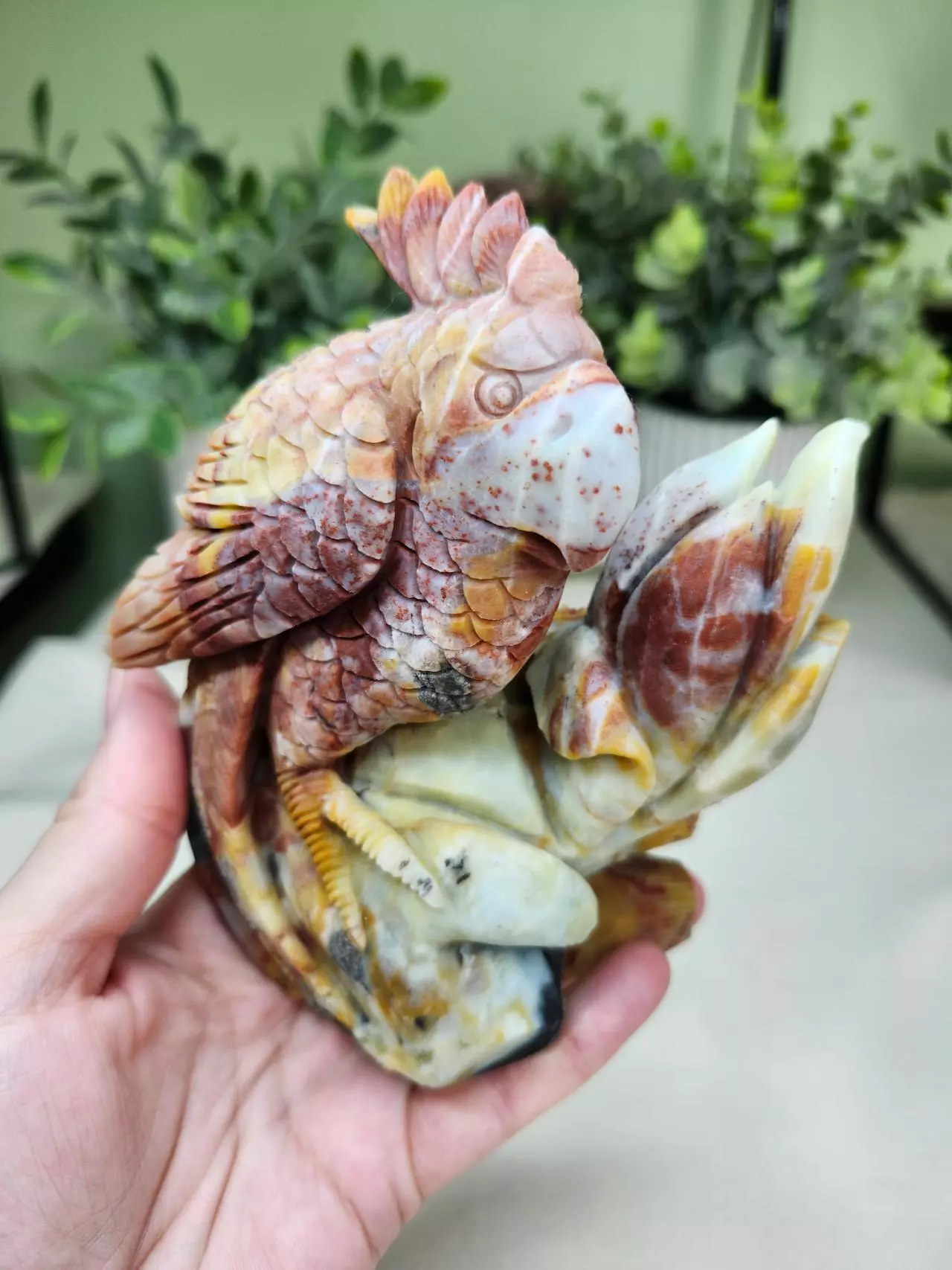 plant/Amazonite parrot carving-0