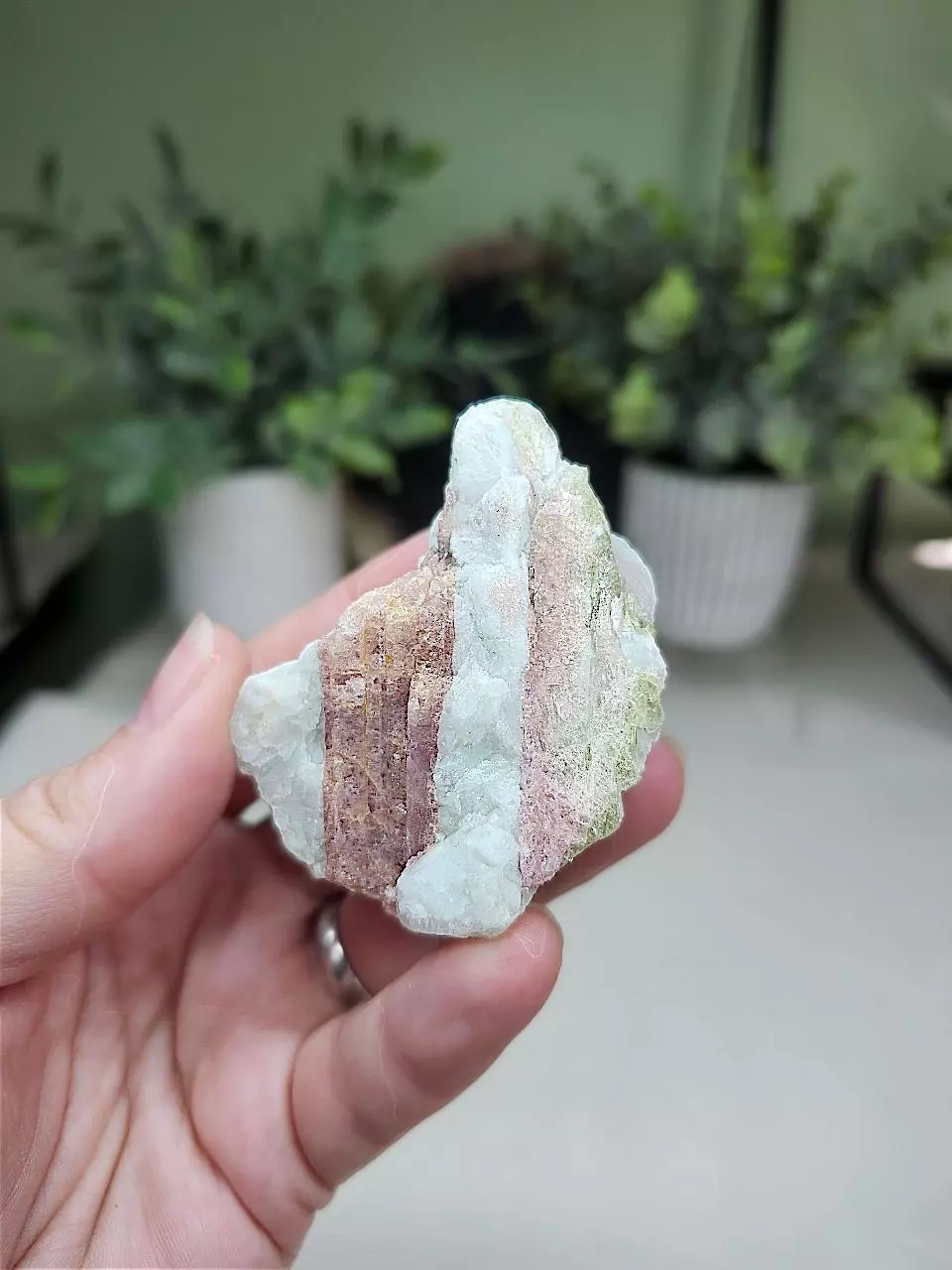 plant/Raw Pink and Green Tourlamine in Milky Quartz matrix (1)-0