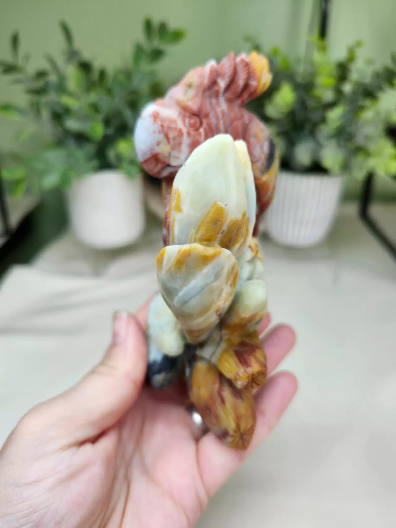 plant/Amazonite parrot carving-3