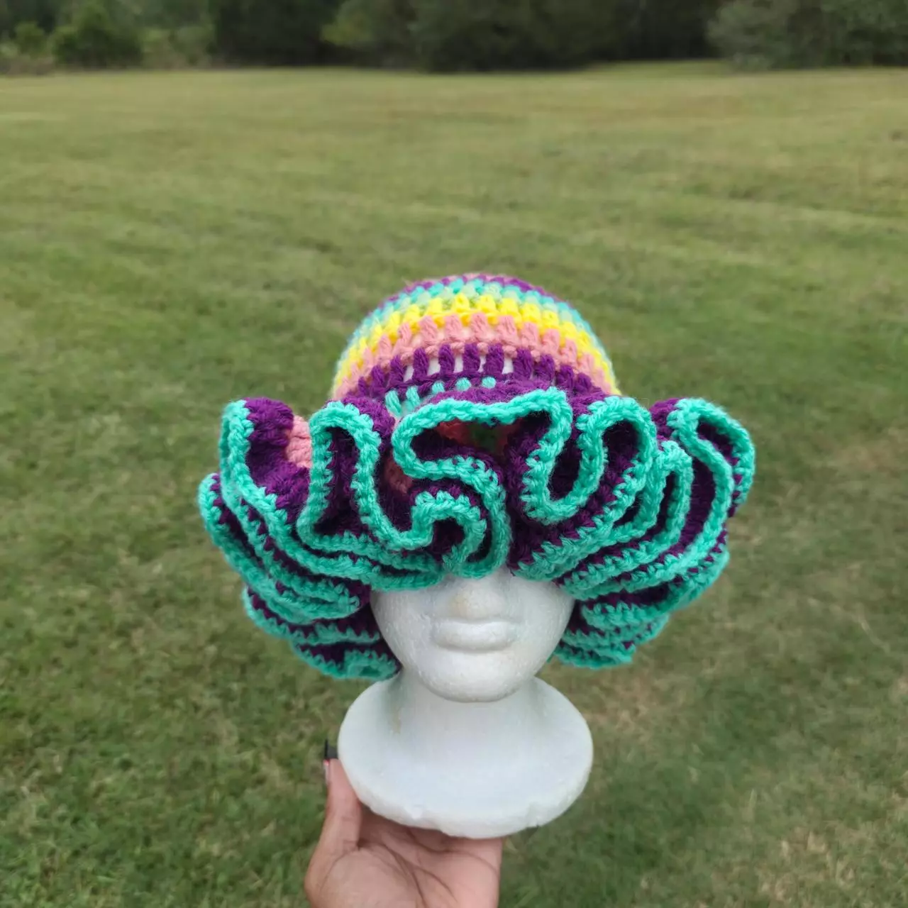 plant/Easter Jelly Beans Luxe Aura Crochet Ruffled Hat - Slay’d Studio-0