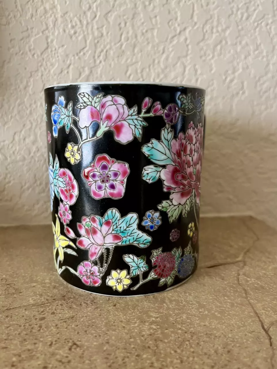 plant/Vintage ornate hand painted chinese mug-1